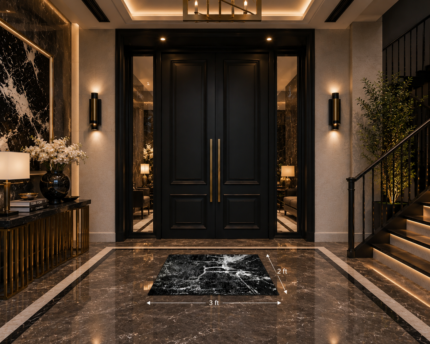 Anise Black White Grey Abstract Modern Area Rug