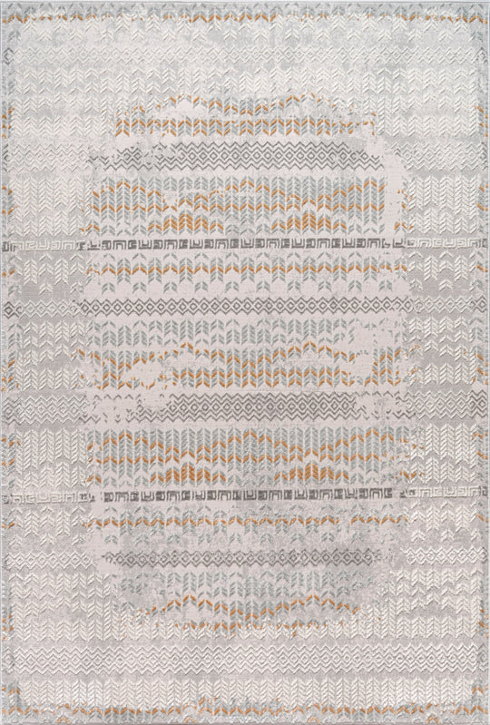 Blue Grey Ikat Traditional Living Room Area Rug 9x12
