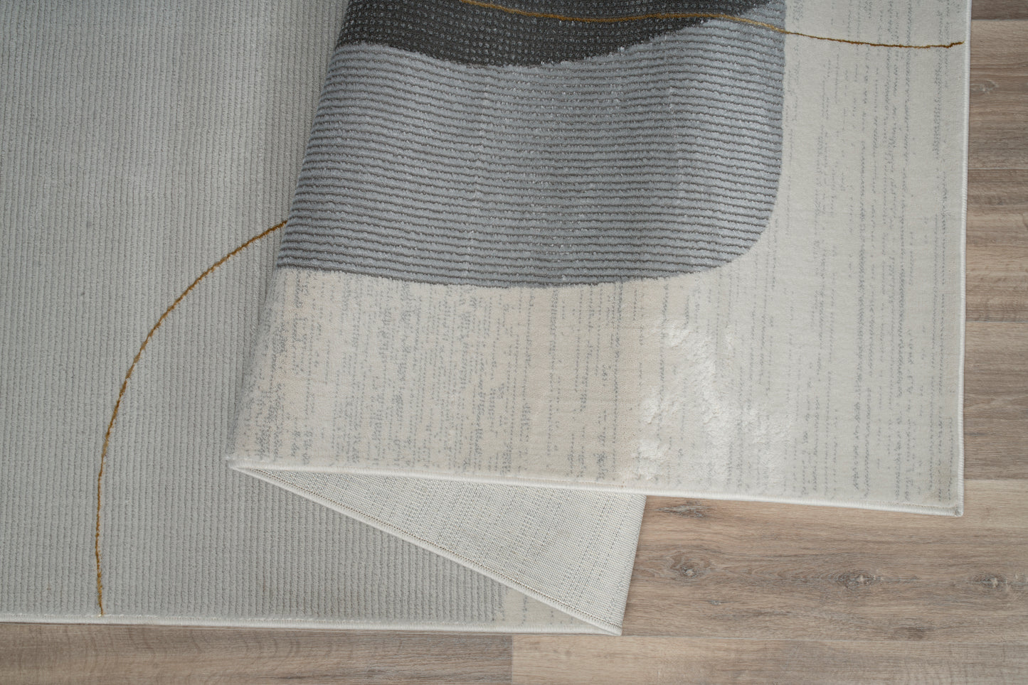 Gold Grey Geometric Modern Living Room Bedroom Area Rug