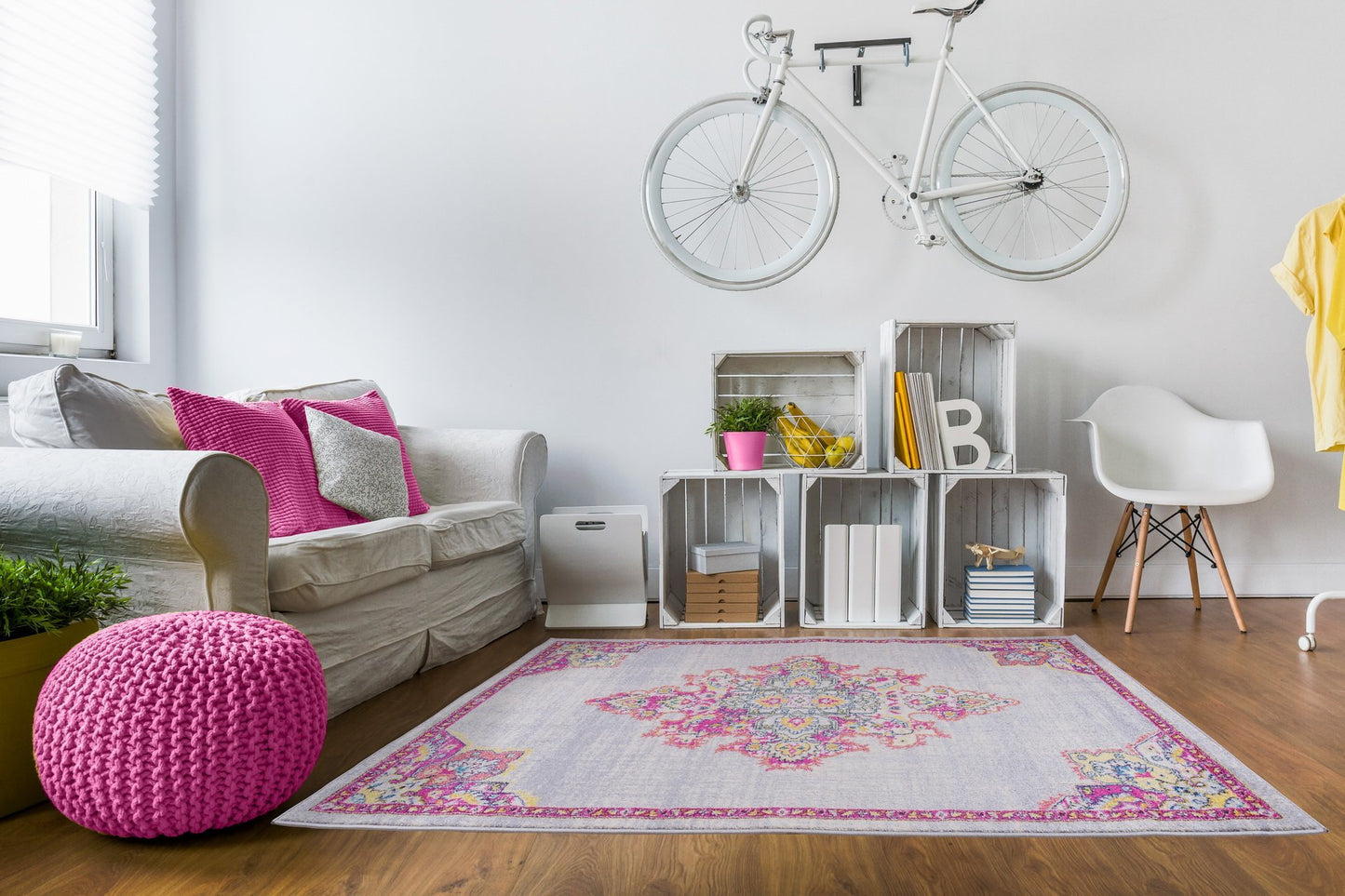 Geode Antique Style Polypropylene Indoor Durable Traditional Mat Rug Carpet in Pink Grey, 2x3 (1'10" x 2'11", 57cm x 90cm)