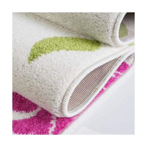Cream and Green Made in Europe Colourful Flowers Area Rug Carpet