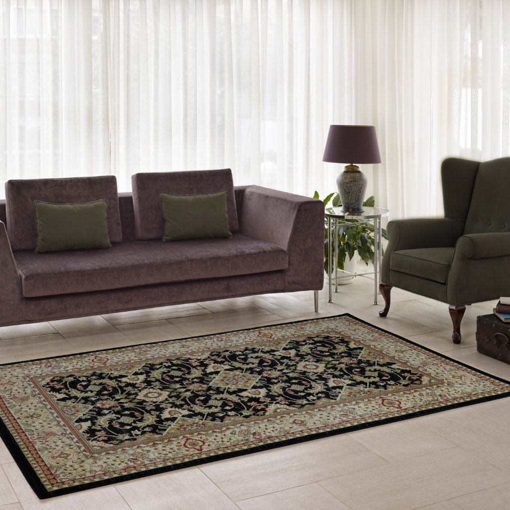 Terra Traditional Black Area Rug -