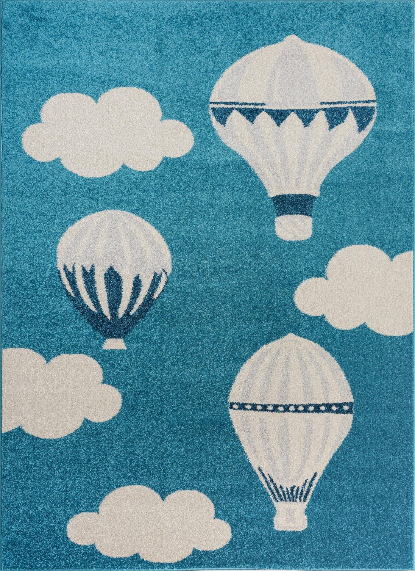 Parachute White Turquoise Kids Area Rug