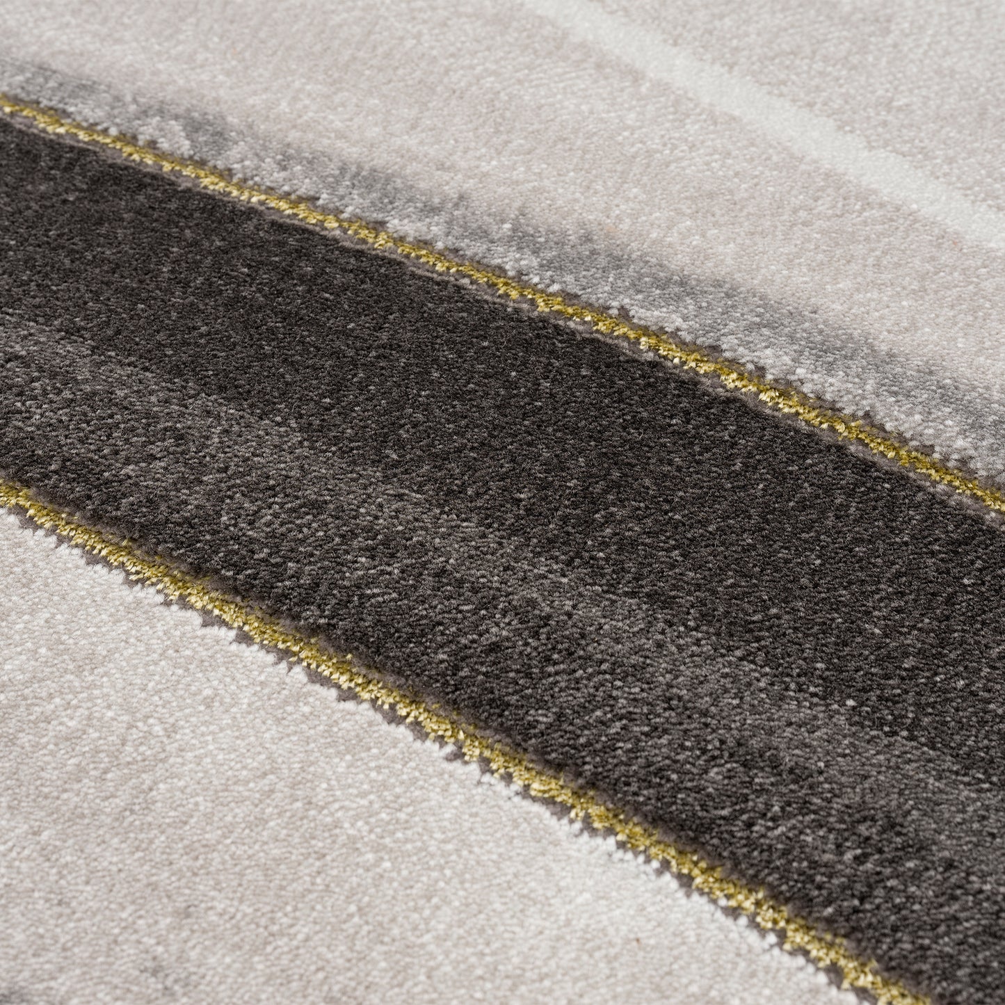 Light Dark Grey Beige Gold Spirals Waves Striped Pattern Abstract Modern Area Rug