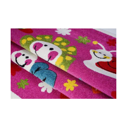 Cute Bees and Flowers Smiley Faces Kids Area Rug Carpet, Pink