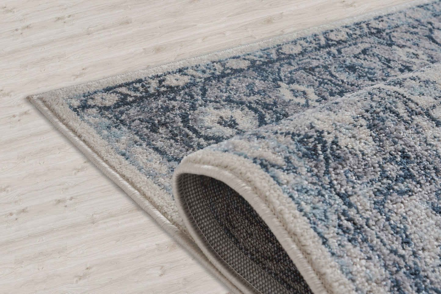 Atlantis Persian Bordered Blue and Grey Area Rug