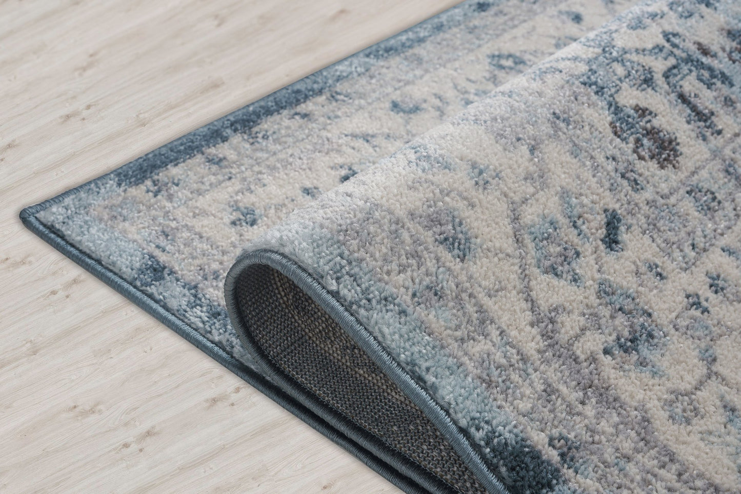 Lux Cotto Persian Bordered Blue Cream Area Rug