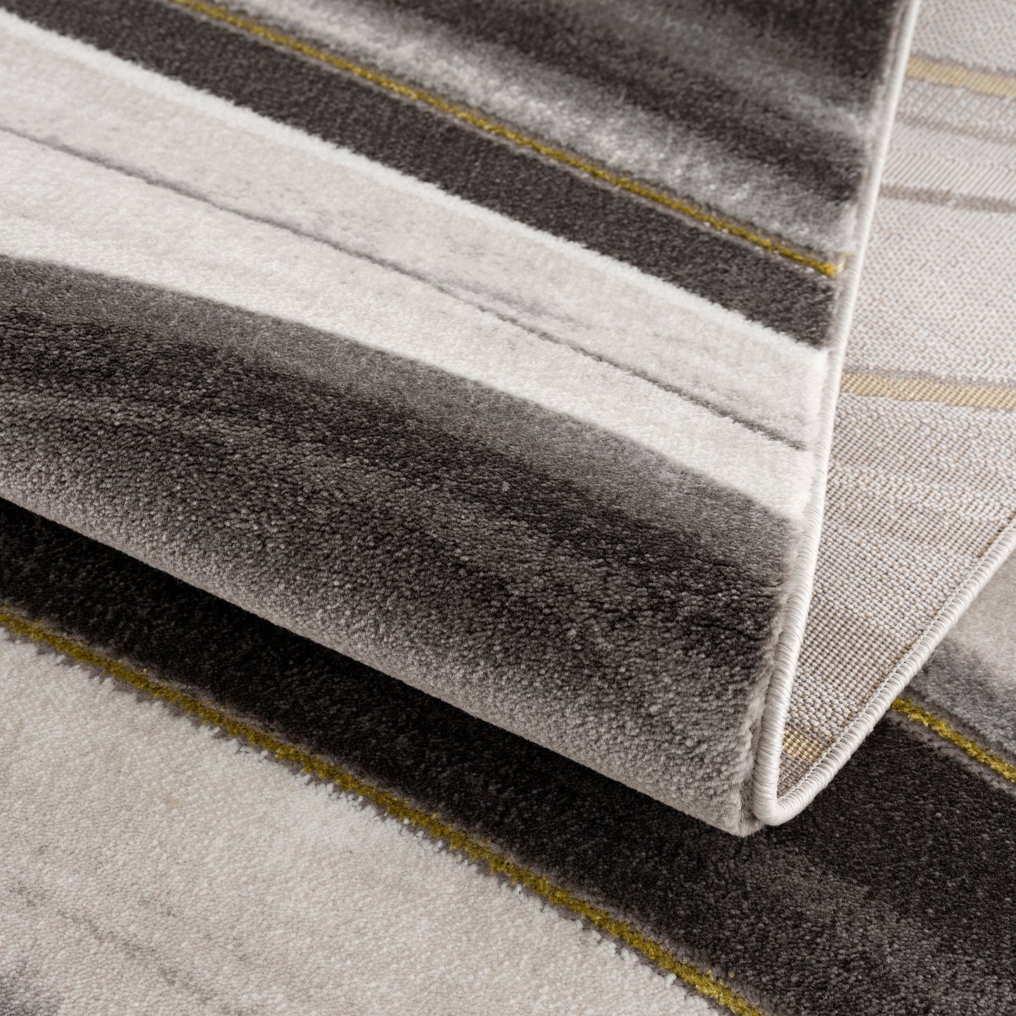 Light Dark Grey Beige Gold Spirals Waves Striped Pattern Abstract Modern Area Rug