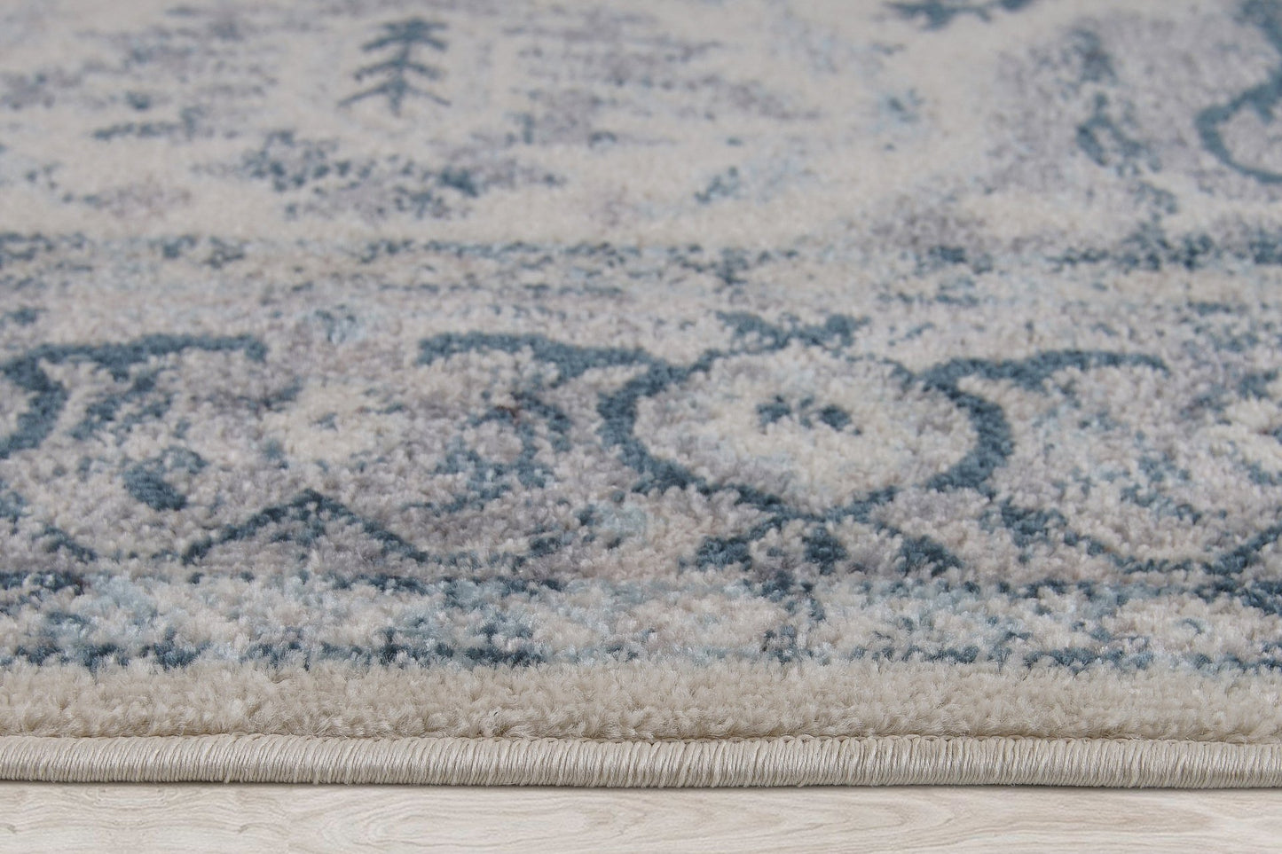 Atlantis Persian Bordered Blue and Grey Area Rug