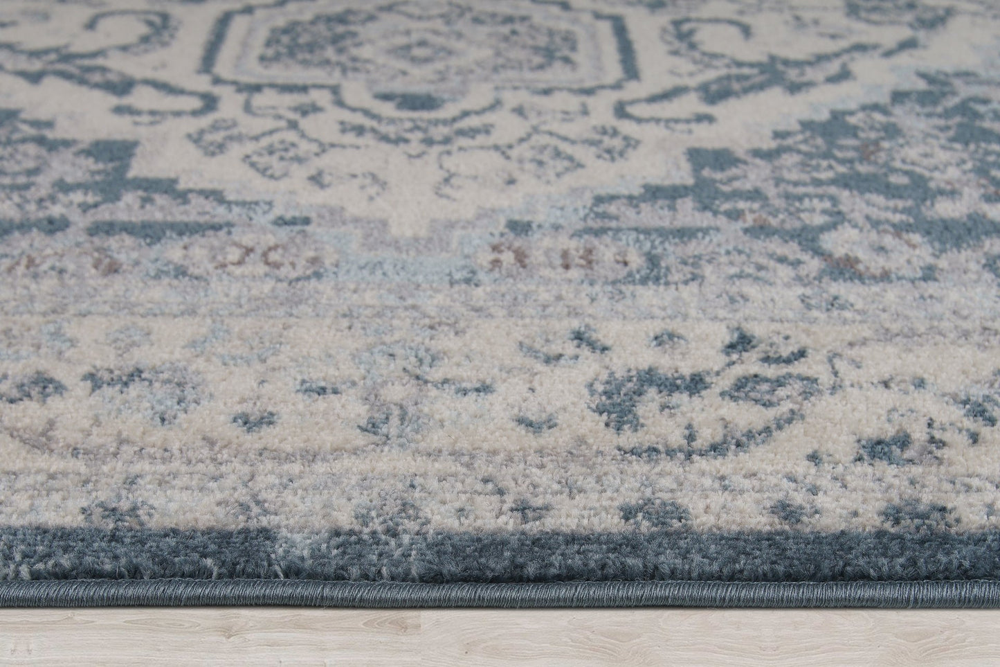 Lux Cotto Persian Bordered Blue Cream Area Rug