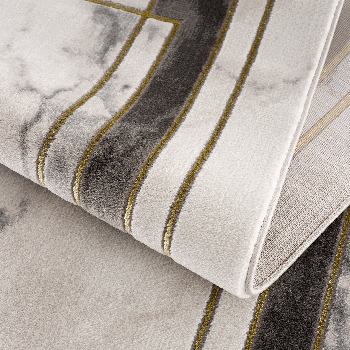 Light Dark Grey Beige Modern Abstract Striped Bordered Marble Pattern Area Rug
