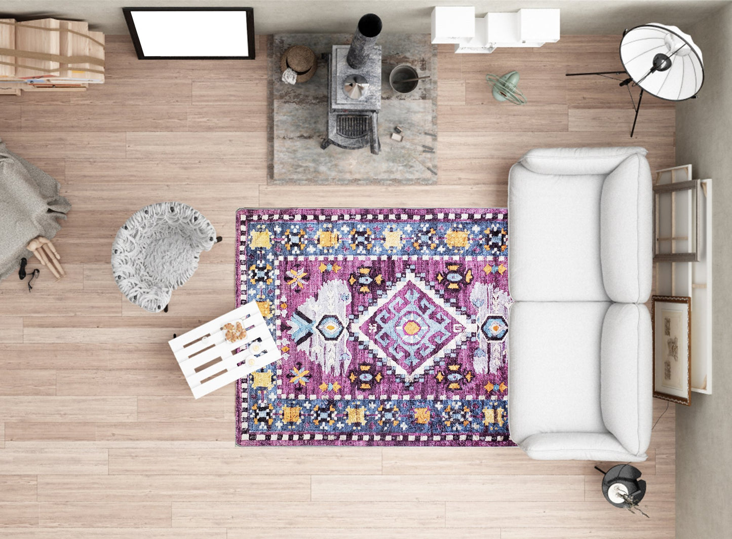 Aliyah Pink Geometric Traditional Flatweave Area Rug