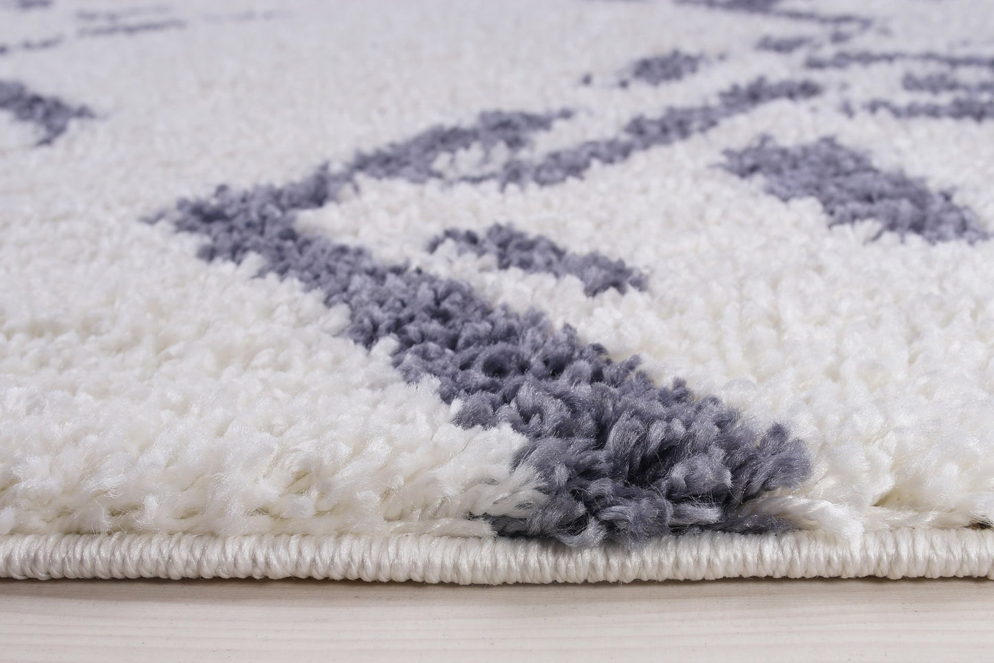 Shaggy Kenitra European Abstract Soft Polypropylene Modern Small Mat Doormat Rug in White Light Gray