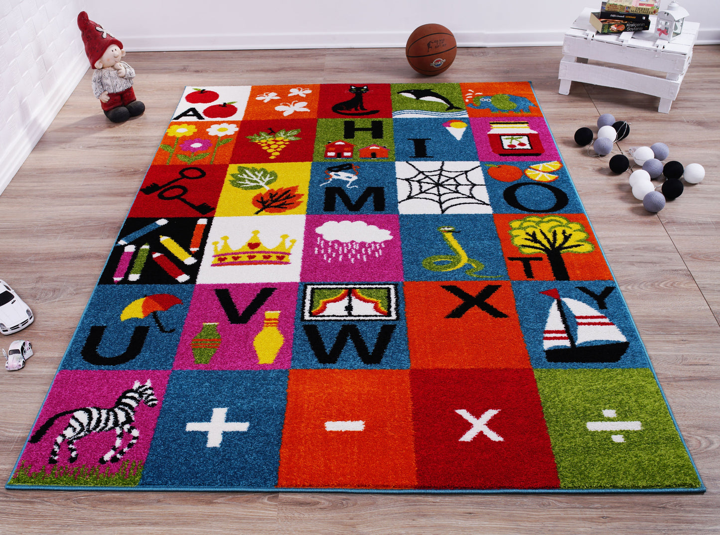 Alphabets Theme Adorable Soft Comfortable Area Rug Carpet in Multicolor, 5x7 (5'3" x 7'4", 160cm x 225cm), 5'3" x 7'4" (160cm x 225cm), Multicolor