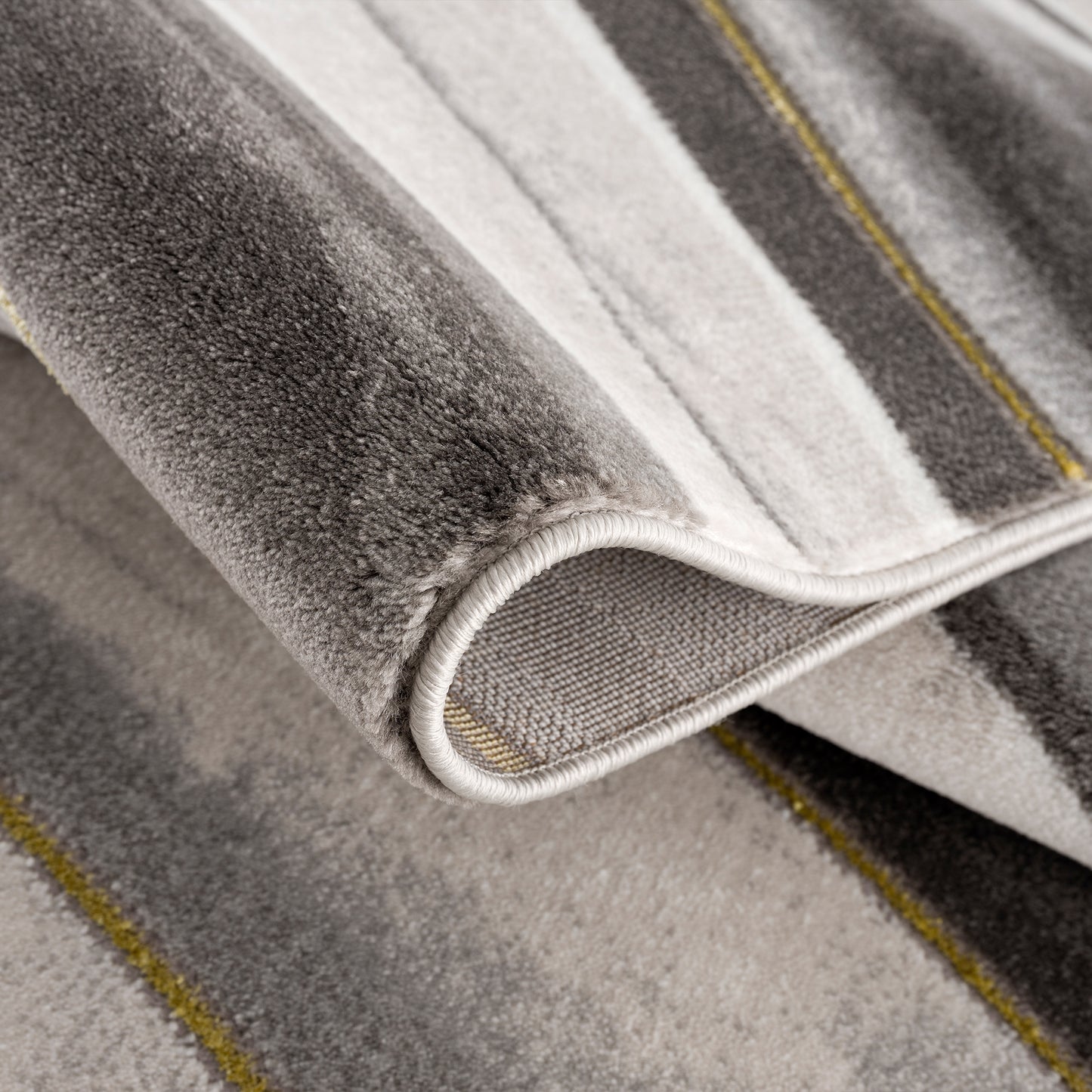 Light Dark Grey Beige Gold Spirals Waves Striped Pattern Abstract Modern Area Rug
