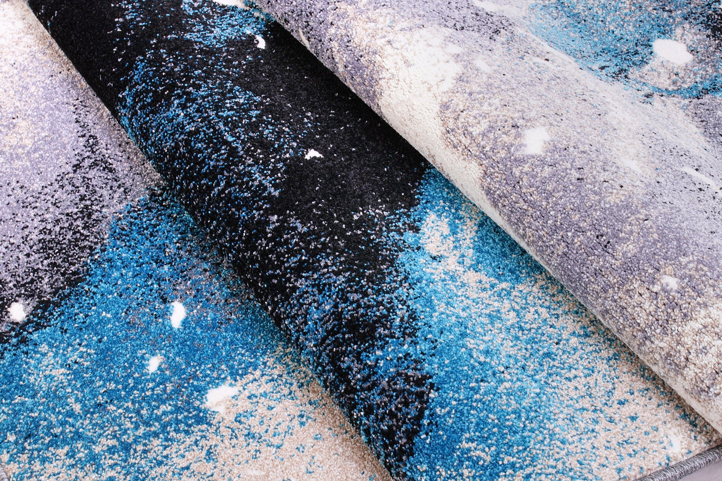 Everest Collection Ardene Abstract Pattern Turkish Soft Indoor Mat in Gray and Turquoise