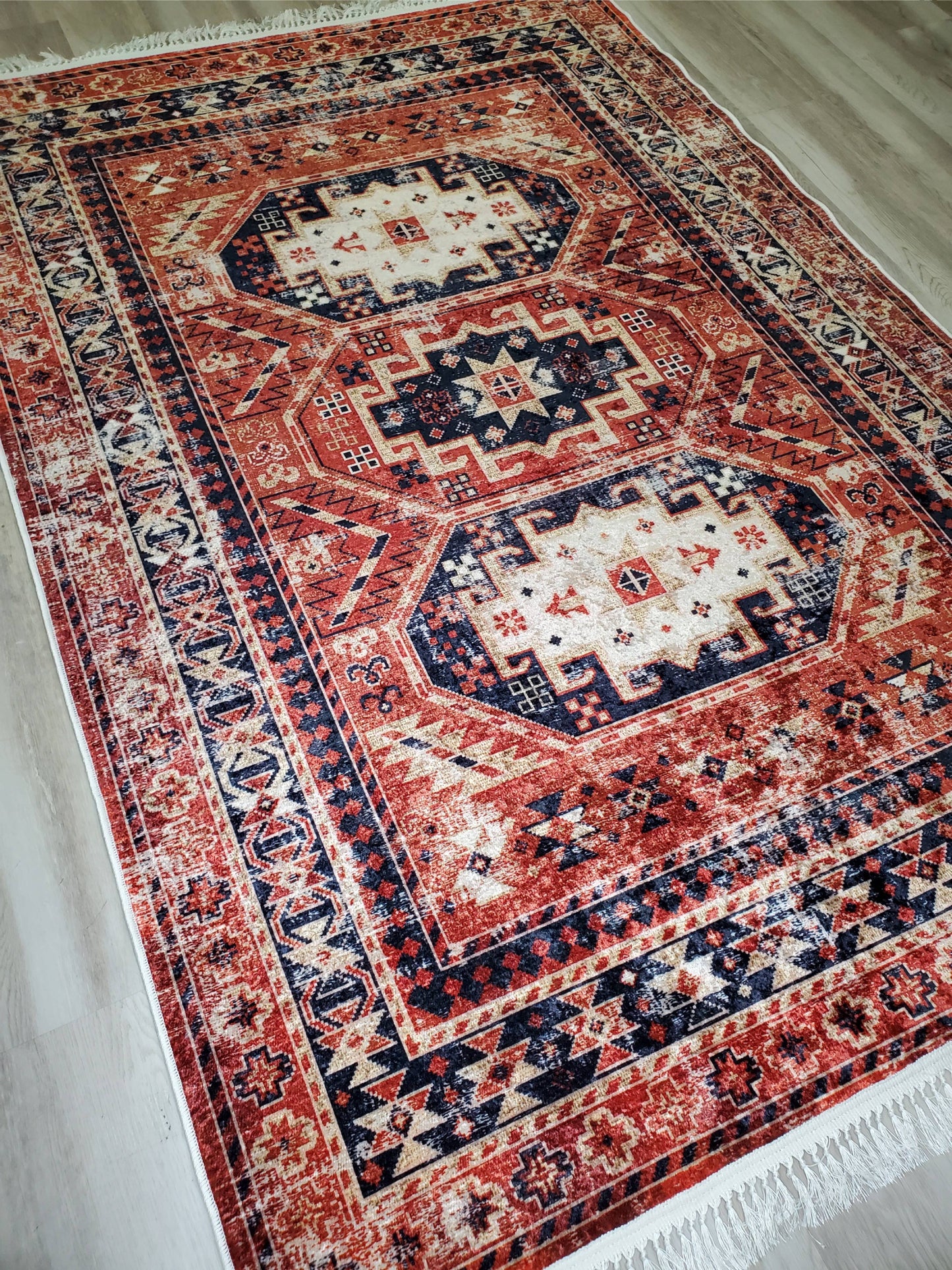 Kallie Blue Terracotta Flatweave Area Rug
