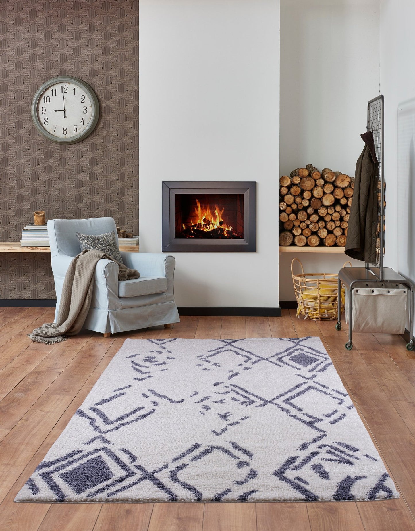 Shaggy Kenitra European Abstract Soft Polypropylene Modern Small Mat Doormat Rug in White Light Gray