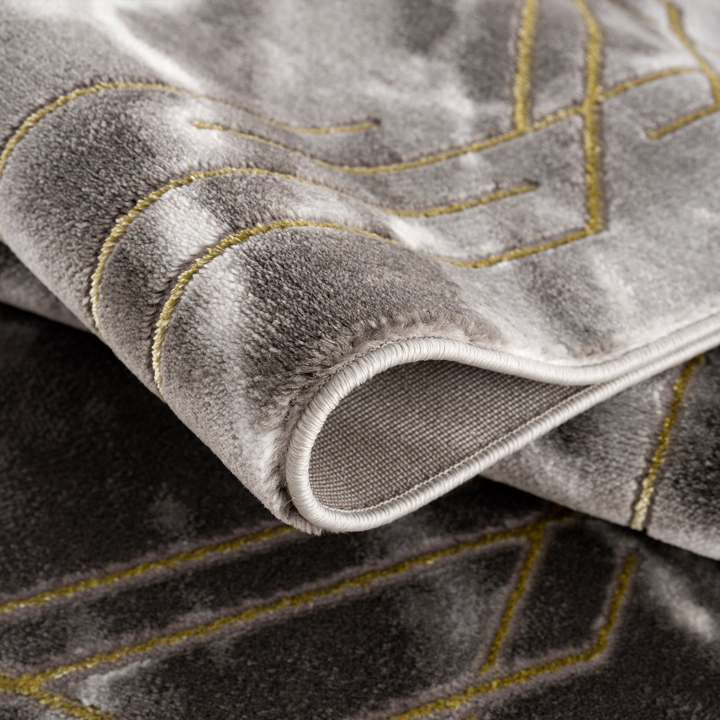 La Dole Rugs Modern Minimalistic Marble Pattern Abstract Rustic Grey Charcoal Gold Bordered Area Rug