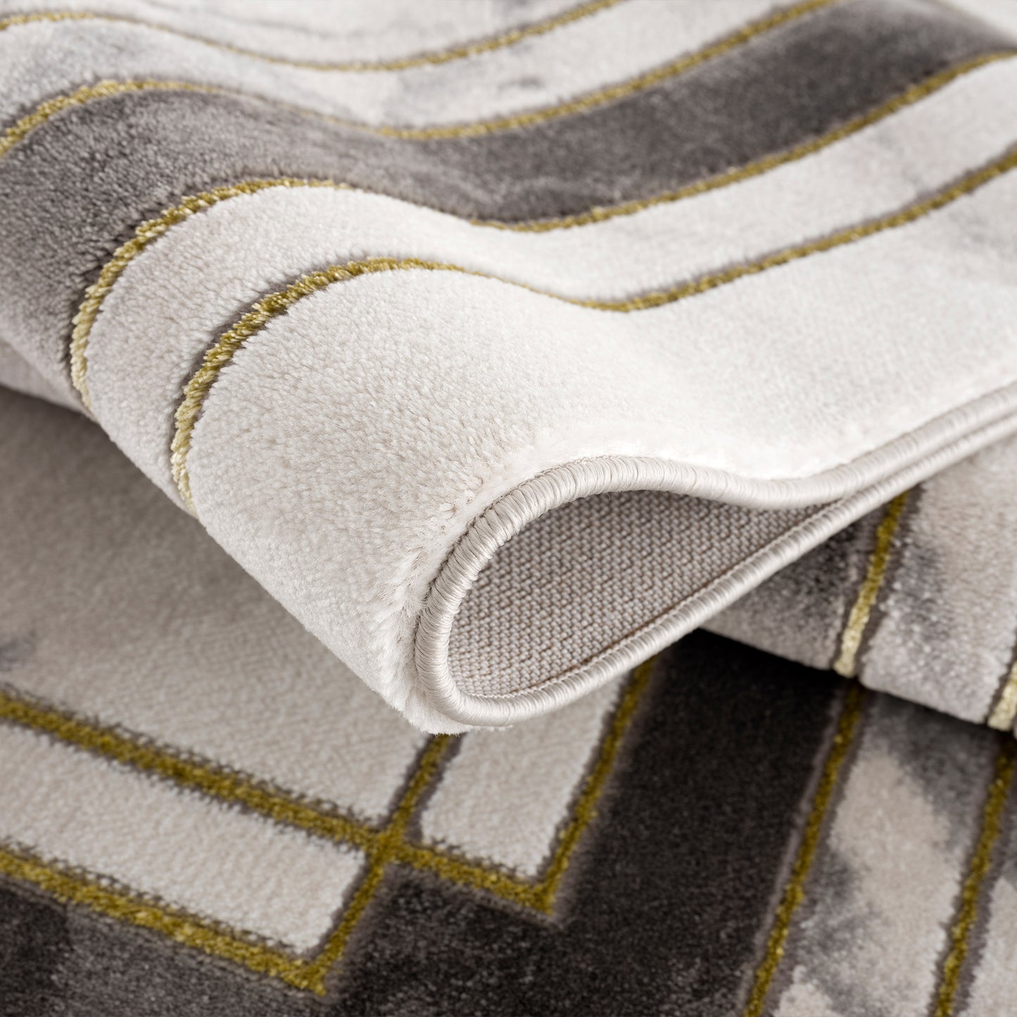 Light Dark Grey Beige Modern Abstract Striped Bordered Marble Pattern Area Rug