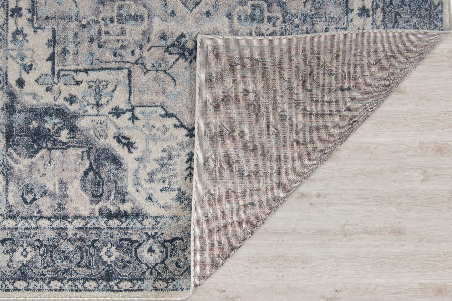 Atlantis Persian Bordered Blue and Grey Area Rug