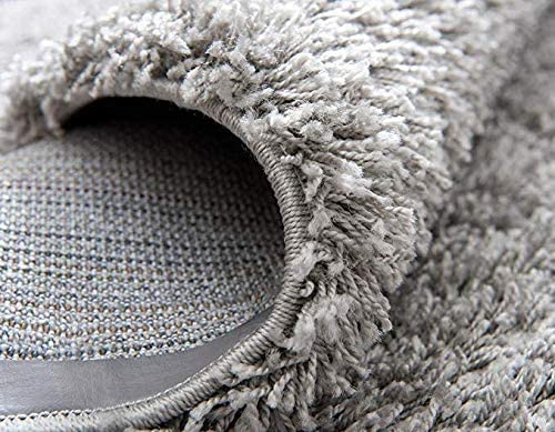 Grey Solid Shaggy Area Rug