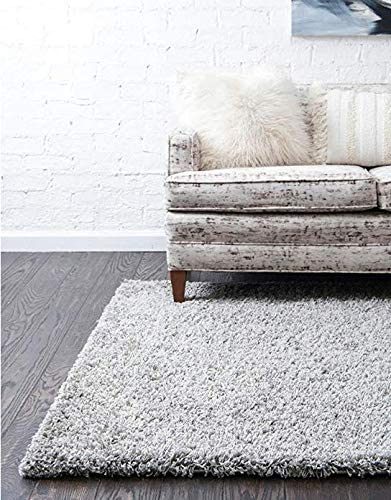 Grey Solid Shaggy Area Rug