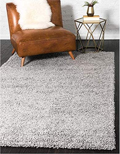 Grey Solid Shaggy Area Rug