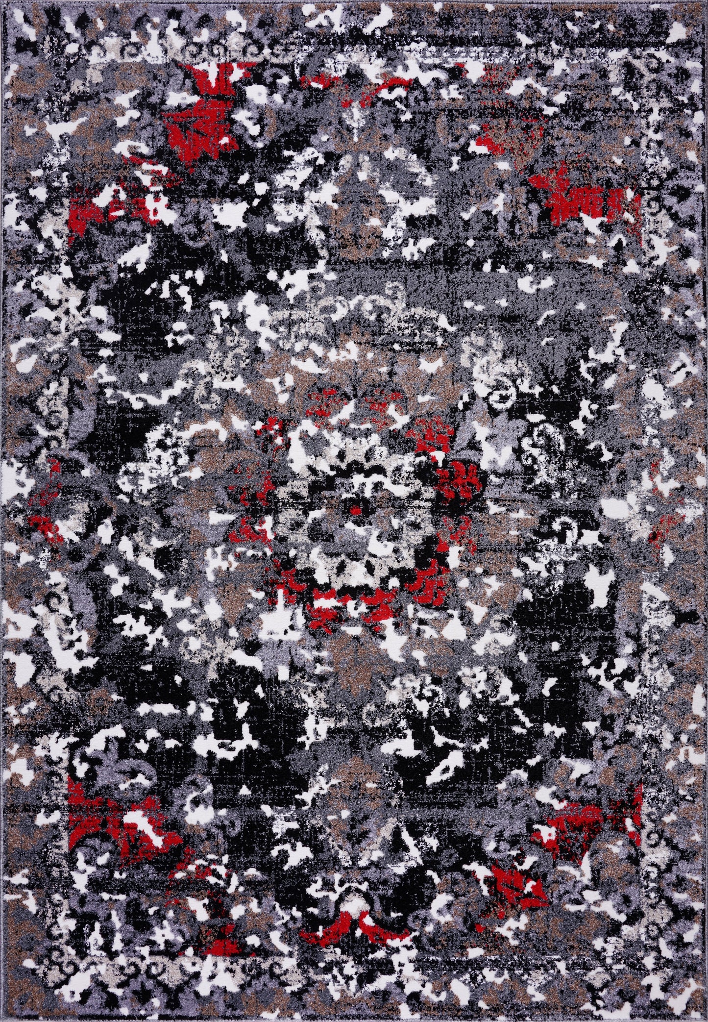 Grayton Traditional Gray Red Area Rug