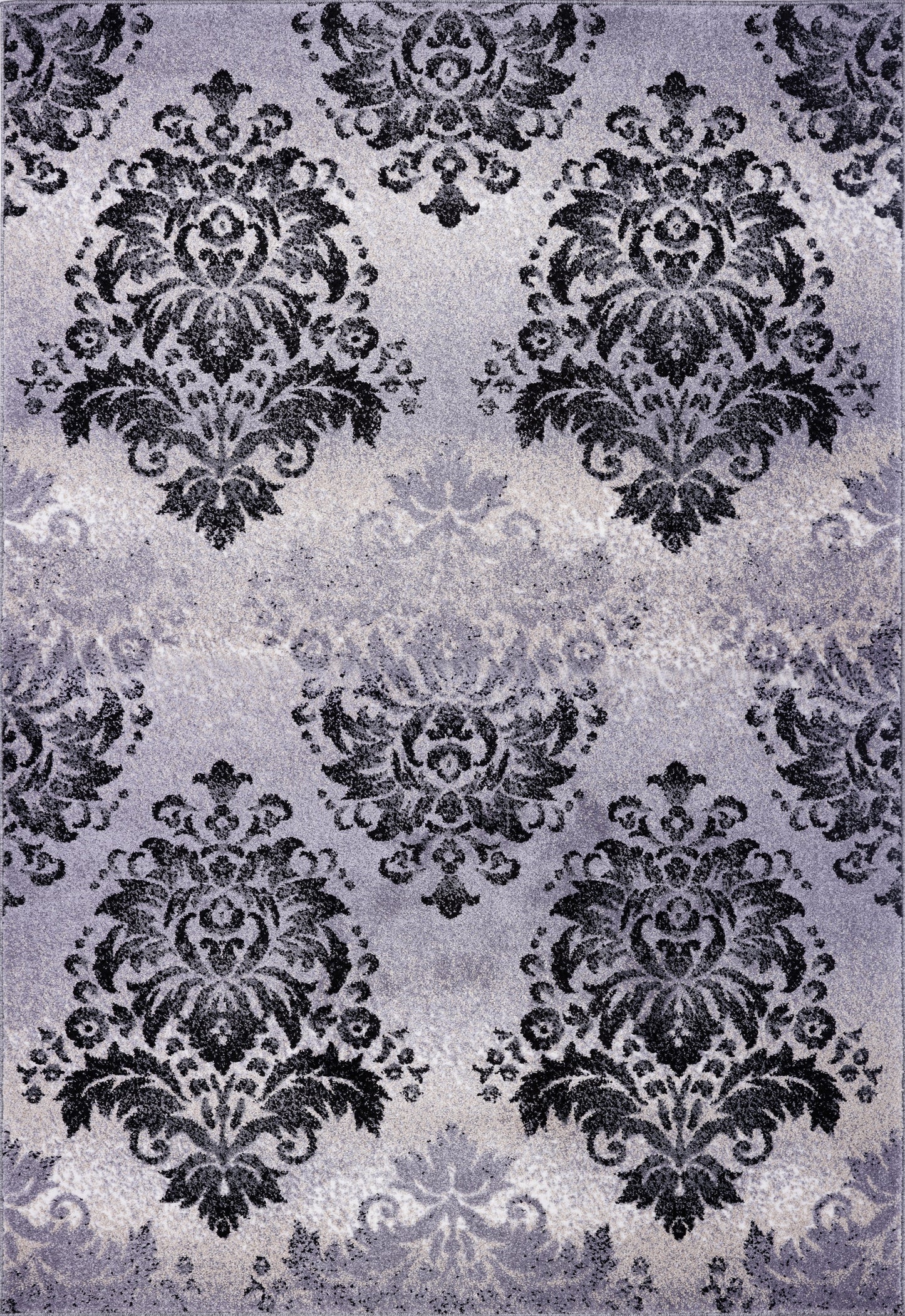 Everest Collection Milan Classic Damask Style Soft Beautiful RUG in Gray and Black