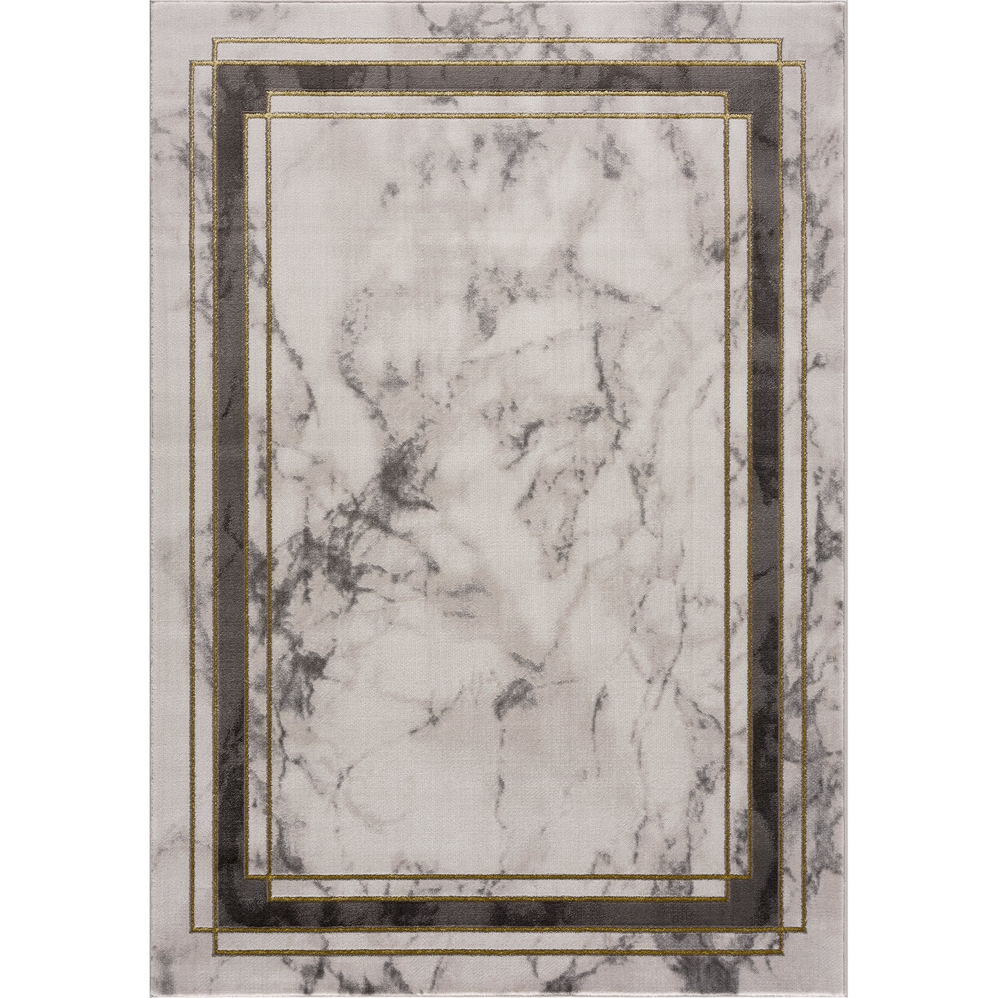 Light Dark Grey Beige Modern Abstract Striped Bordered Marble Pattern Area Rug