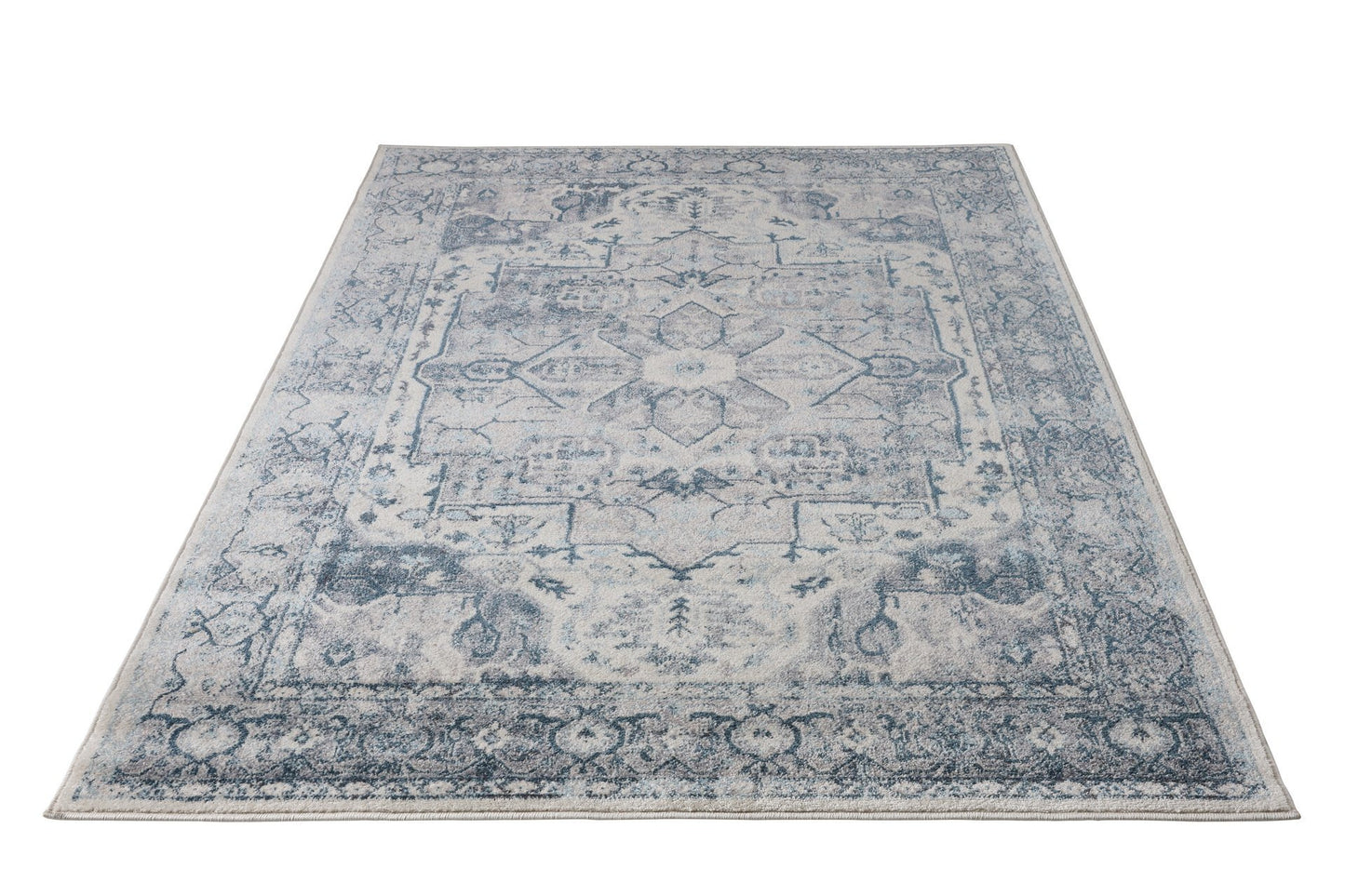 Atlantis Persian Bordered Blue and Grey Area Rug