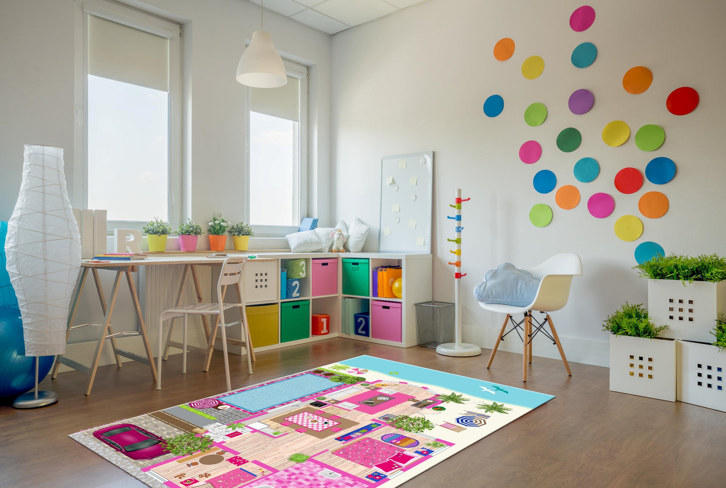 Clay Doll House Flatweave Play Area Rug