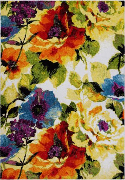 Contemporary Painting Flowers Style Made by Machine Area Rug Carpet in Multicolor