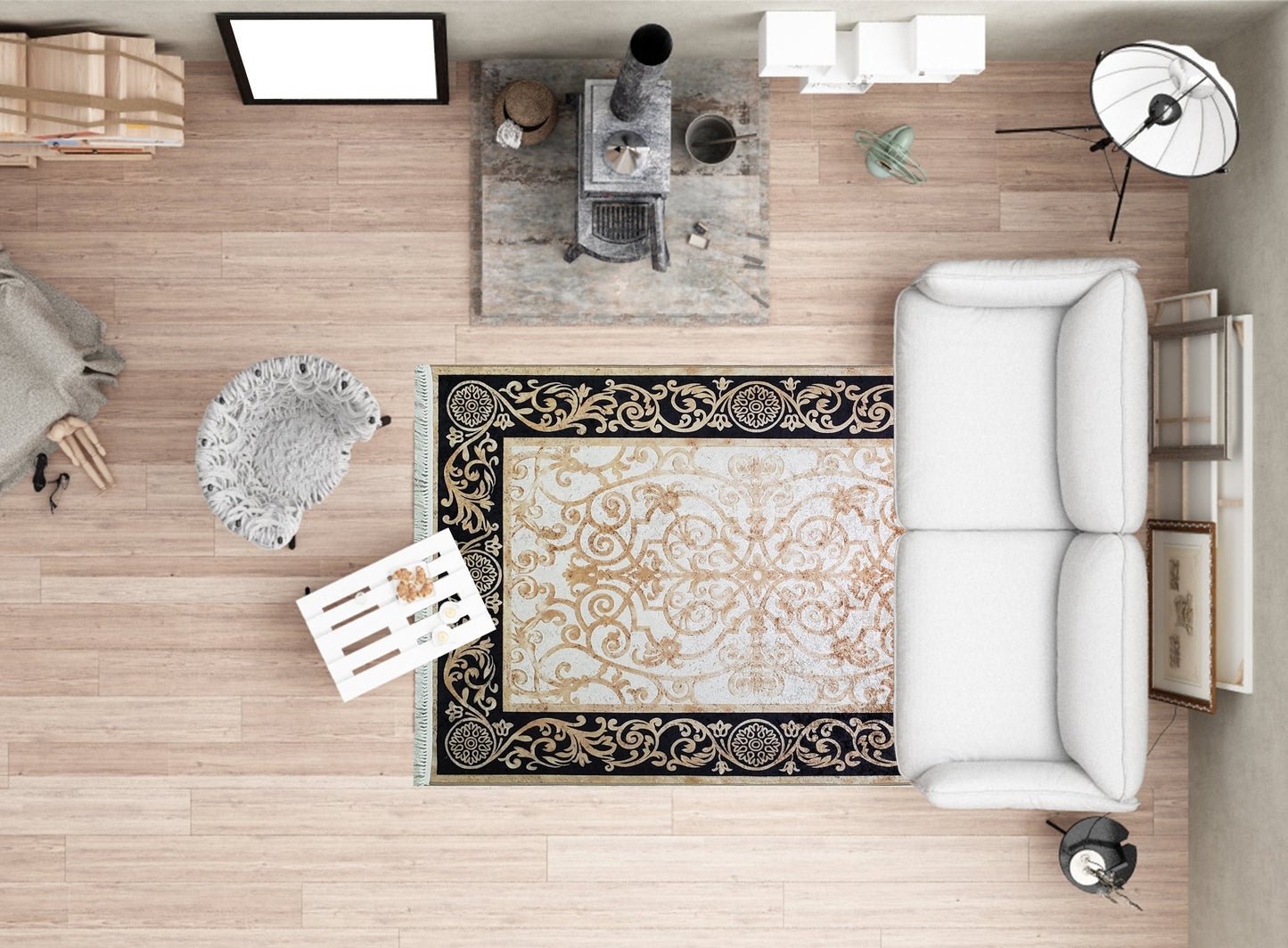 Aruba Black Gold Flatweave Area Rug