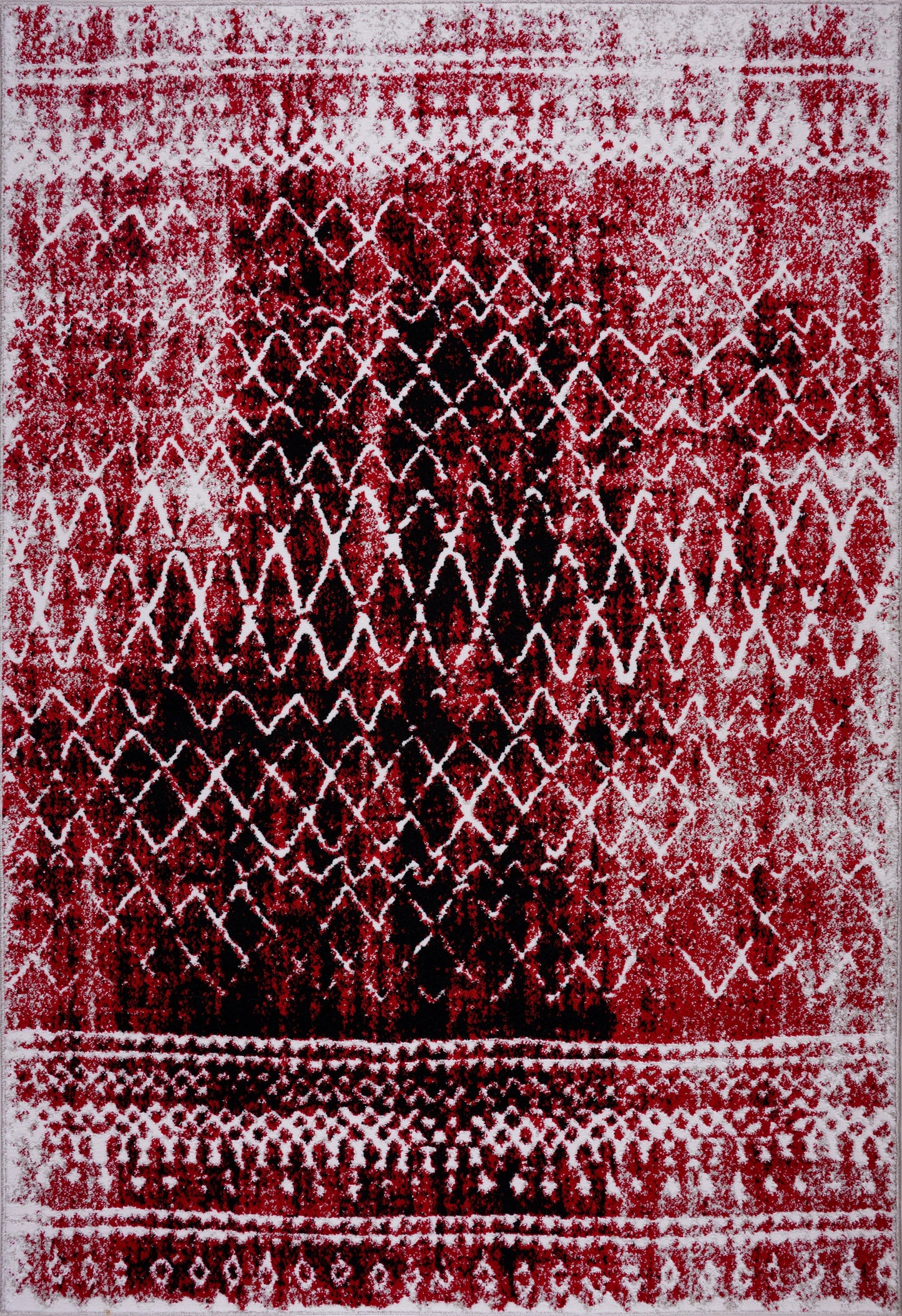 Verona Red Black Diamond Pattern Area Rug