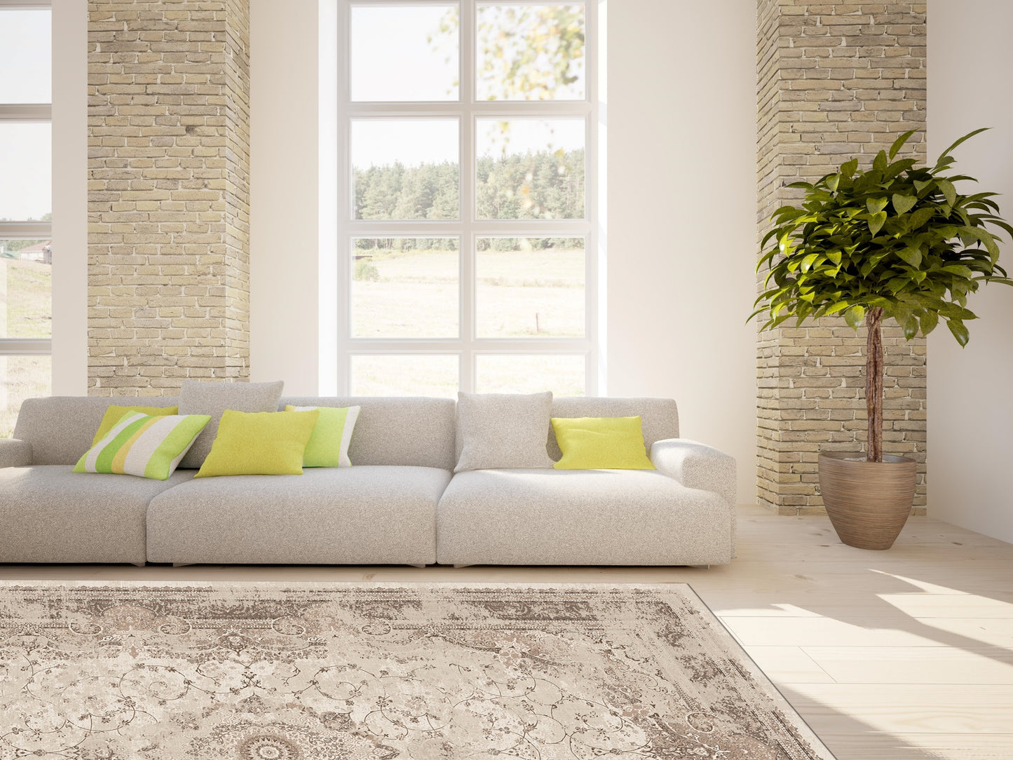 Abrielle Flatweave Cream Beige Traditional Area Rug