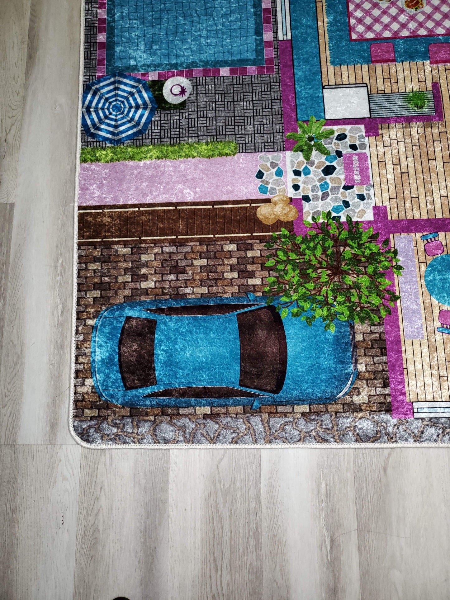 Clay Doll House Flatweave Play Area Rug