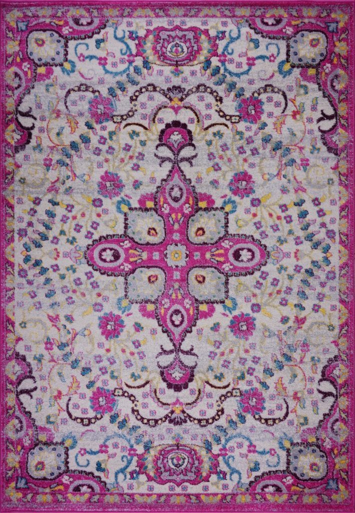 Darcy Persian Traditonal Design Beautiful Durable Soft Indoor Mat Carpet in Pink
