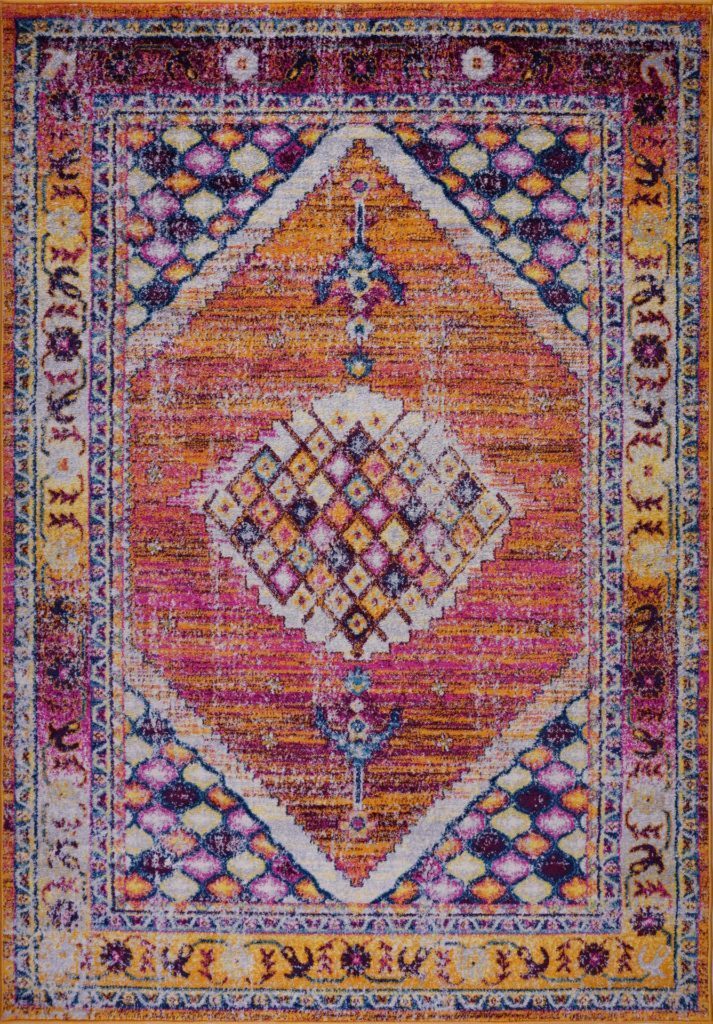 Sapphire Traditional Style Made in Europe Durable Turkish Mat Carpet in Orange Burgundy, 2x3 (1'10" x 2'11", 57cm x 90cm), 2x3 (1'10" x 2'11", 57cm x 90cm), Orange Burgundy