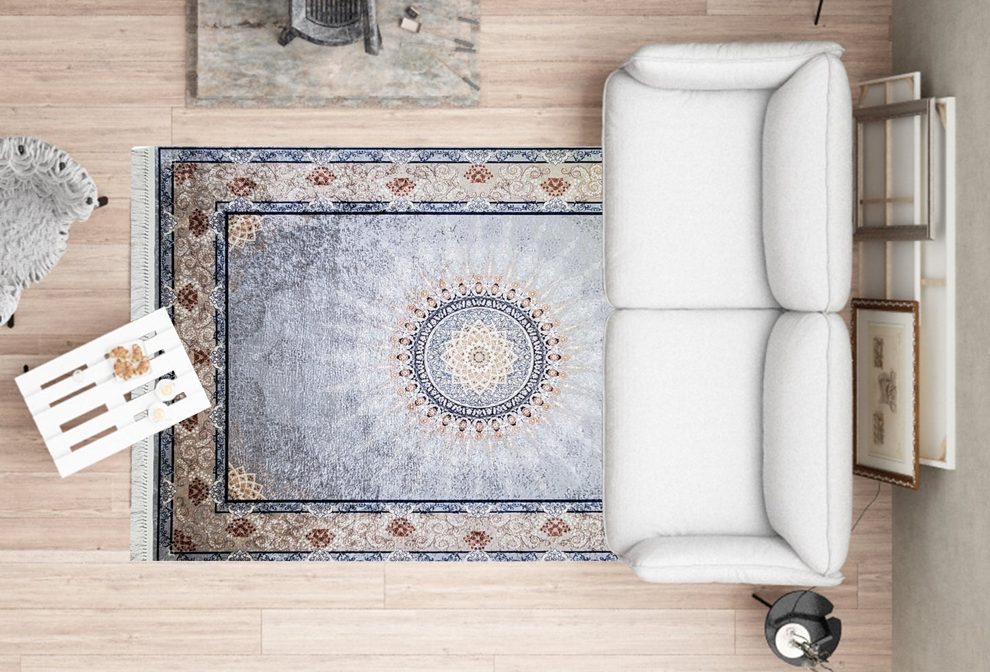 Albion Flatweave Grey Sunburst Area Rug