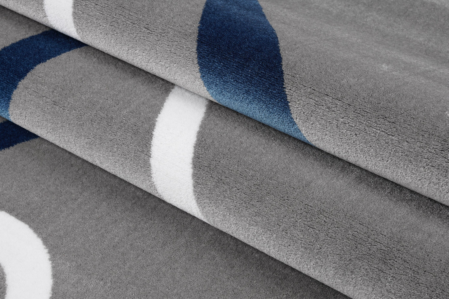 Beautiful Soft Turkish Gray Blue Contemporary Spriral Small Runner Carpet, 3x5