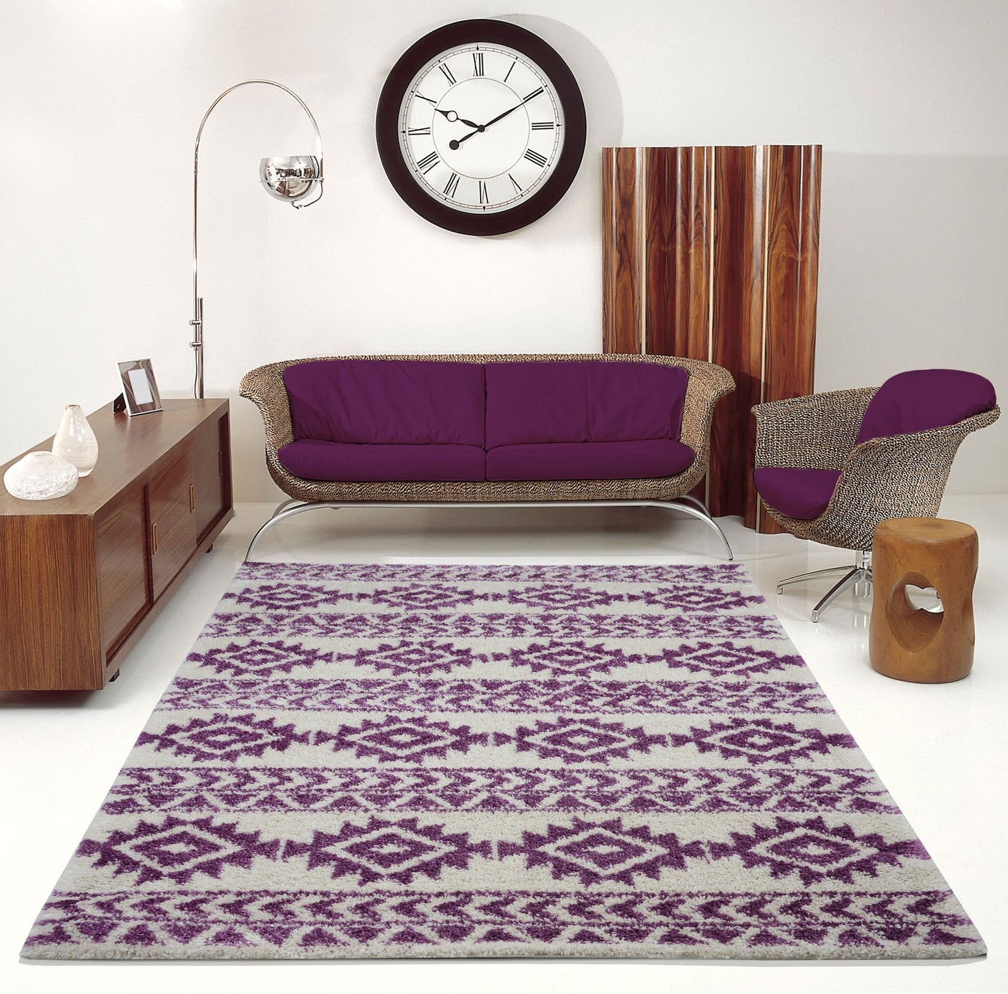American Native Ivory Shaggy Area Rug