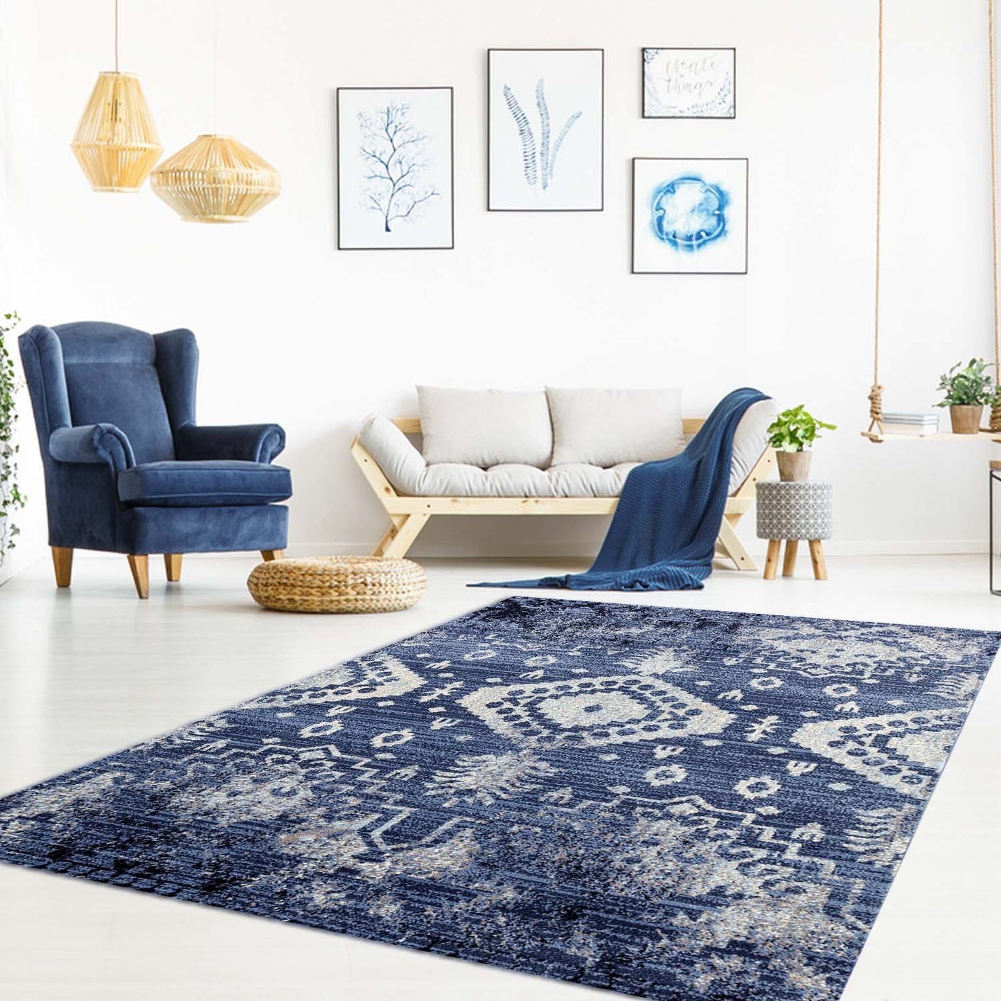 Sofia Blue Ivory Vintage Area Rug