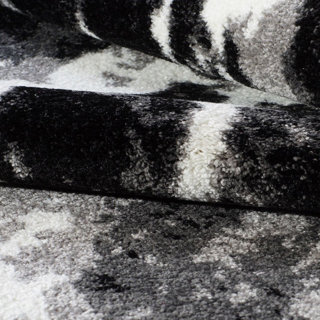 Anise Black White Abstract Area Rug -