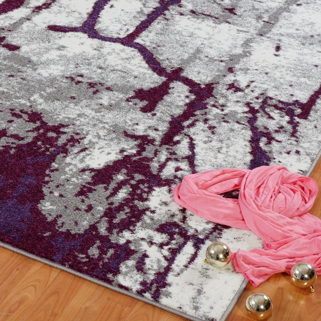 Anise Violet Cream Abstract Area Rug -