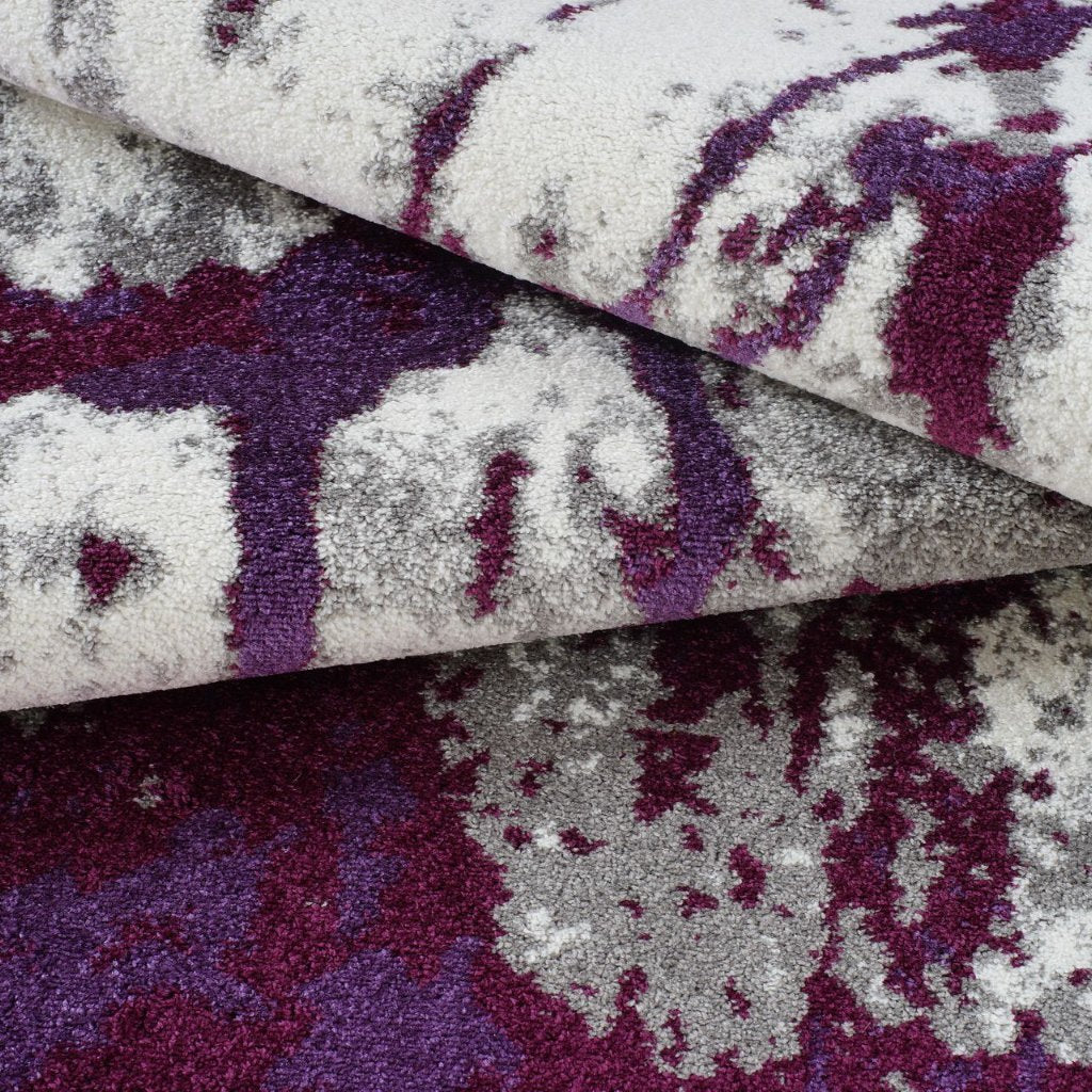 Anise Violet Cream Abstract Area Rug -
