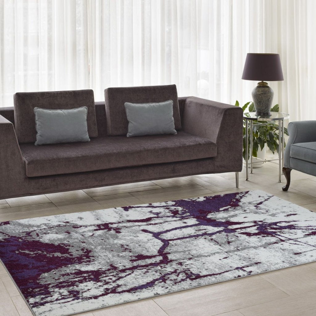 Anise Violet Cream Abstract Area Rug -