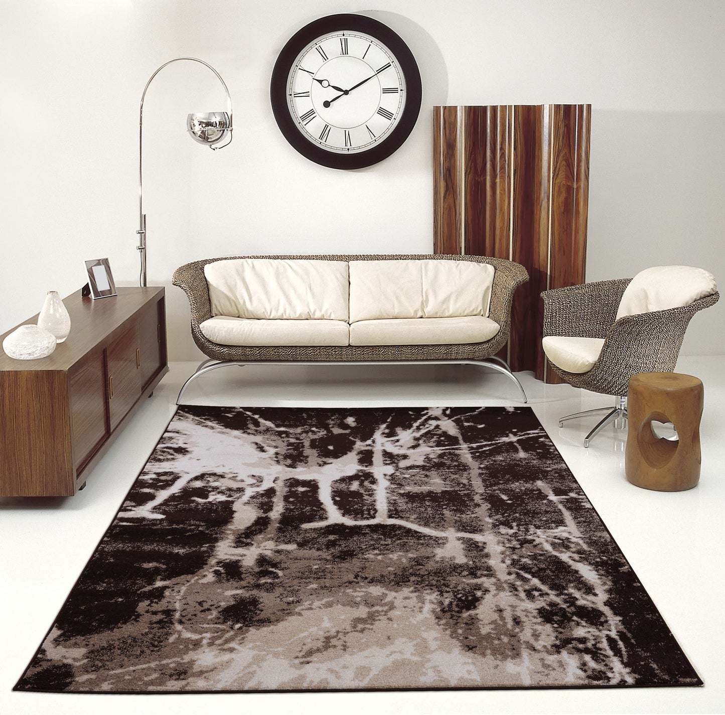Anise Dark Brown Caramel Cream Area Rug -