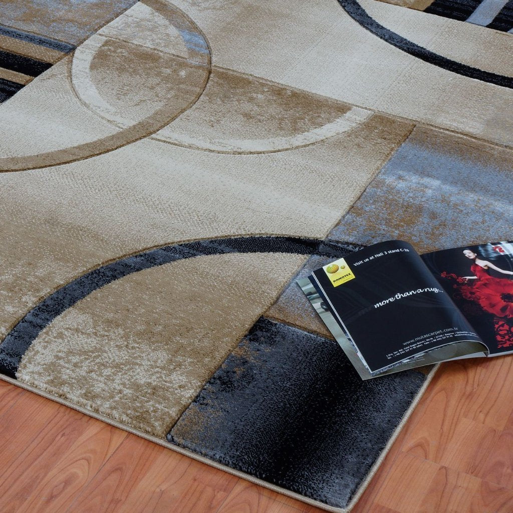 Adonis Beige Grey Geometric Area Rug -